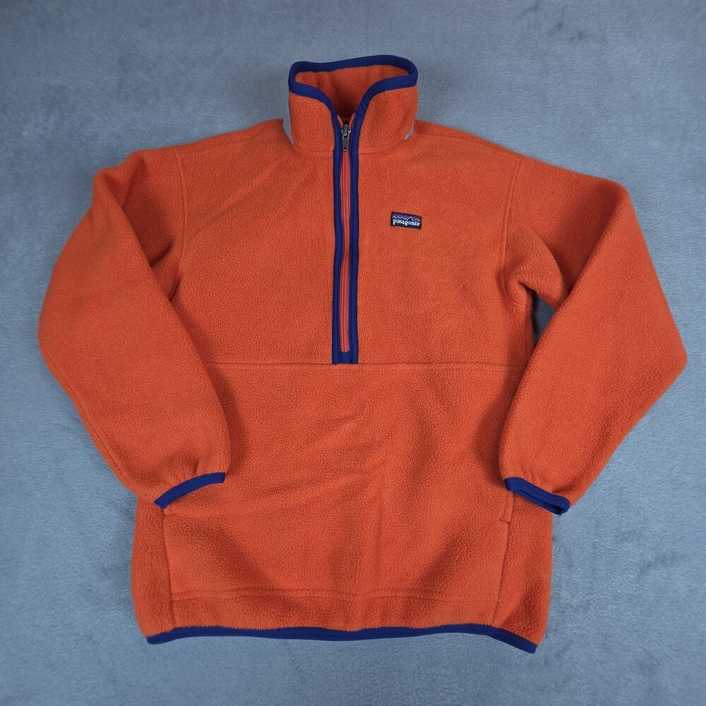 Patagonia Synchilla Fleece Pullover Boys Small 8 Orange 1/4 Zip Jacket